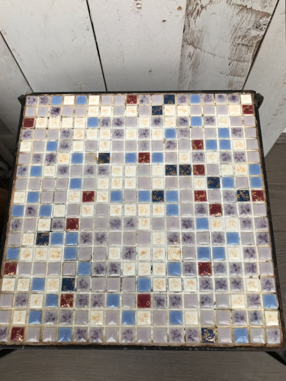 1970s Mosaic SideTable - Blue, Cream and Maroon