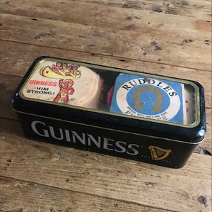 Vintage Coasters Collection in a Guinness Tin