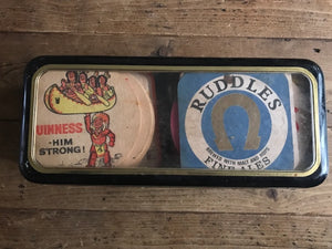 Vintage Coasters Collection in a Guinness Tin