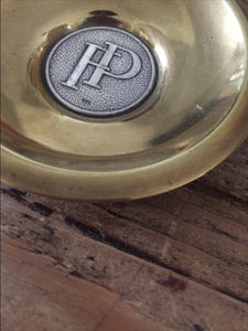 Trio of Small Initialed Brass and Pewter dishes