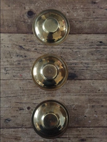Trio of Small Initialed Brass and Pewter dishes