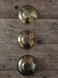Trio of Small Initialed Brass and Pewter dishes