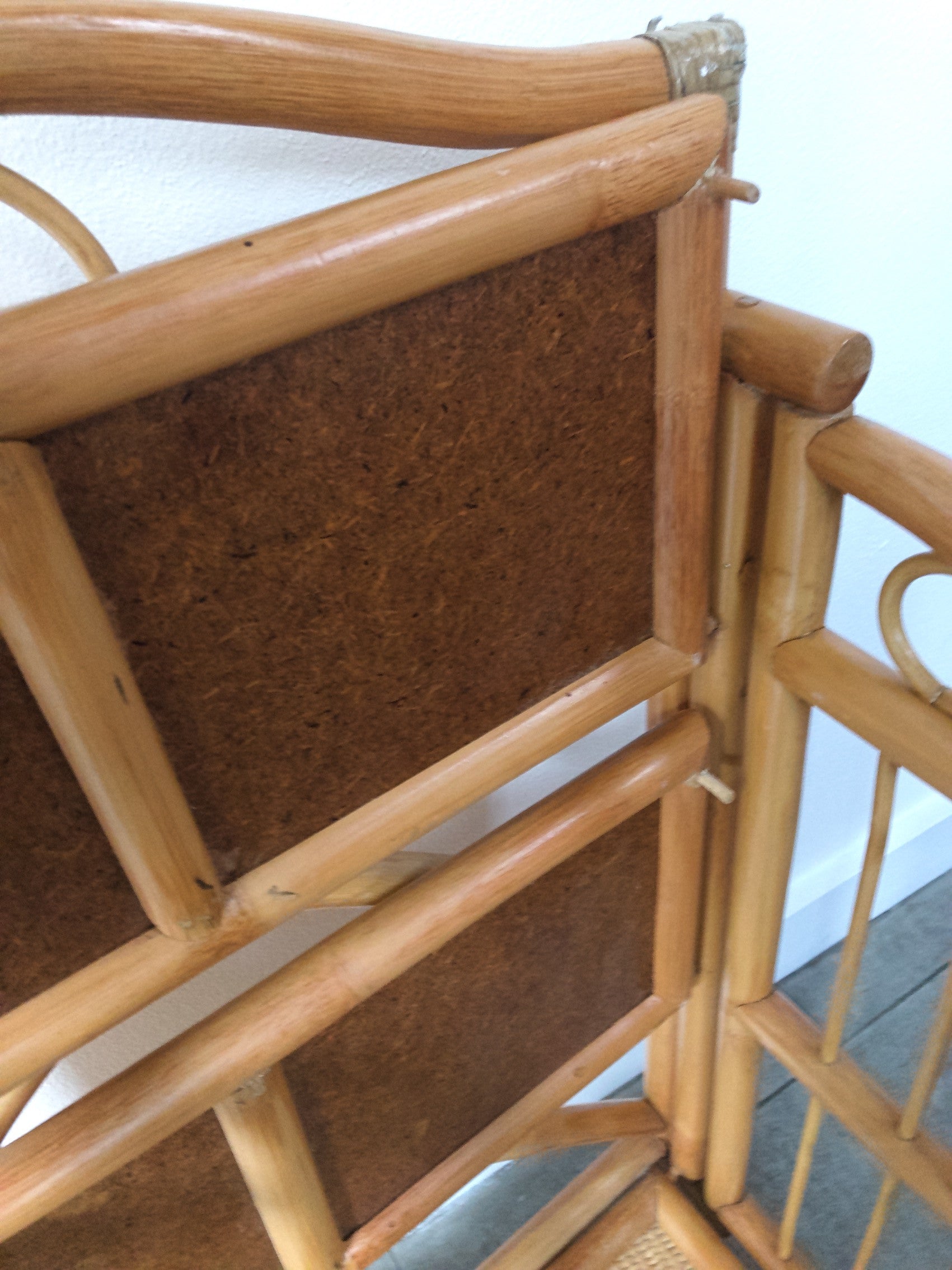 Midcentury Bamboo and Rattan Standing Shelf 