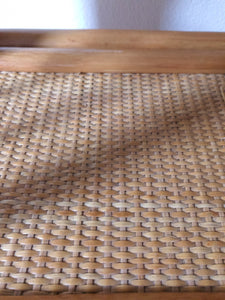 Midcentury Bamboo and Rattan Standing Shelf 