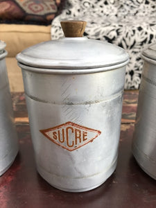 1930s  French Aluminium Canisters - set of six