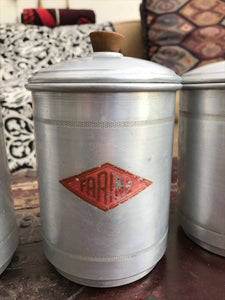 1930s  French Aluminium Canisters - set of six