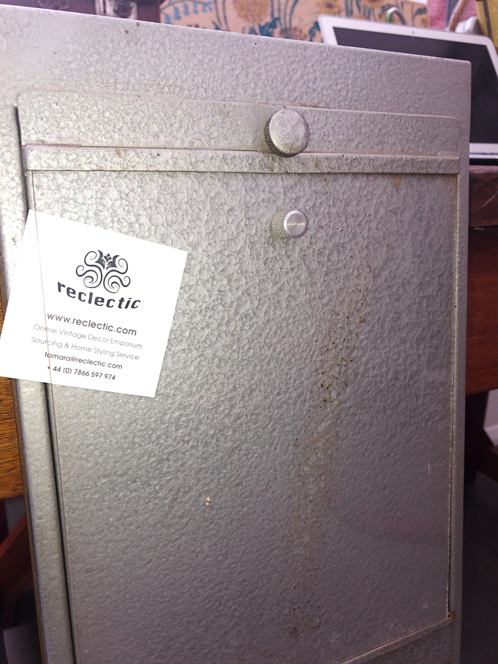1940s French Vintage Metal Filing Unit/Clocking in Wall Unit