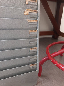 1940s French Vintage Metal Filing Unit/Clocking in Wall Unit