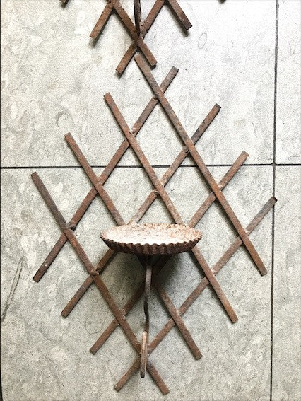 Pair of Trellised Metal Garden Candle Holders
