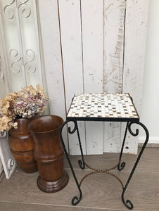 1970s Mosaic Side Table - Gold, Black and White