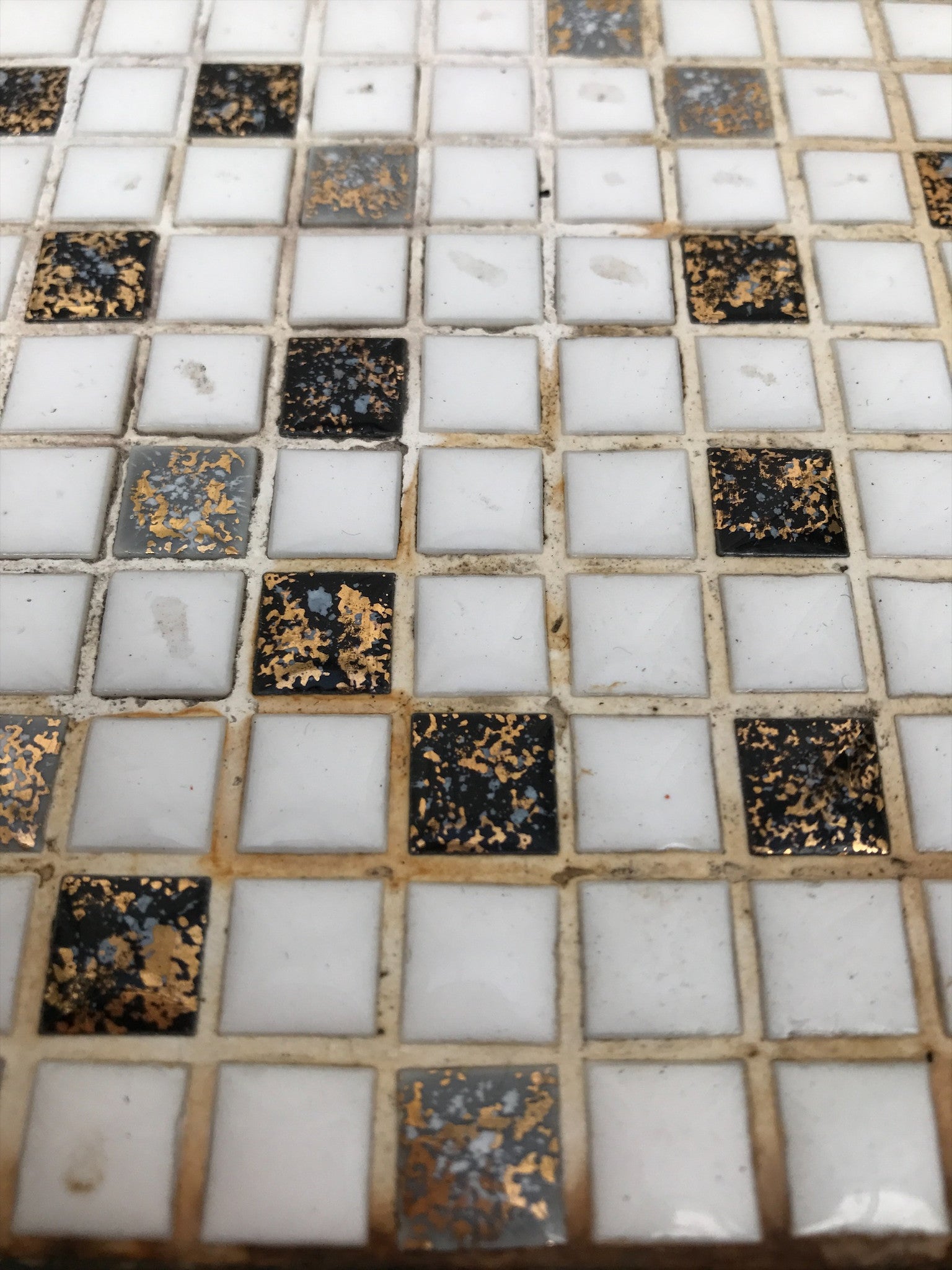1970s Mosaic Side Table - Gold, Black and White