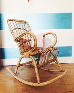 Midcentury Kids Rattan Rocking Chair