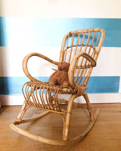 Midcentury Kids Rattan Rocking Chair