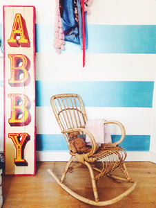 Midcentury Kids Rattan Rocking Chair