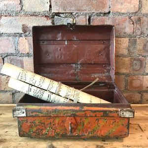 Little Tabletop Metal Indian Vintage Trunk (Orange)
