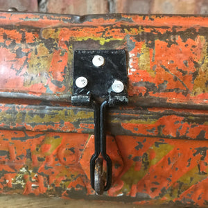 Little Tabletop Metal Indian Vintage Trunk (Orange)