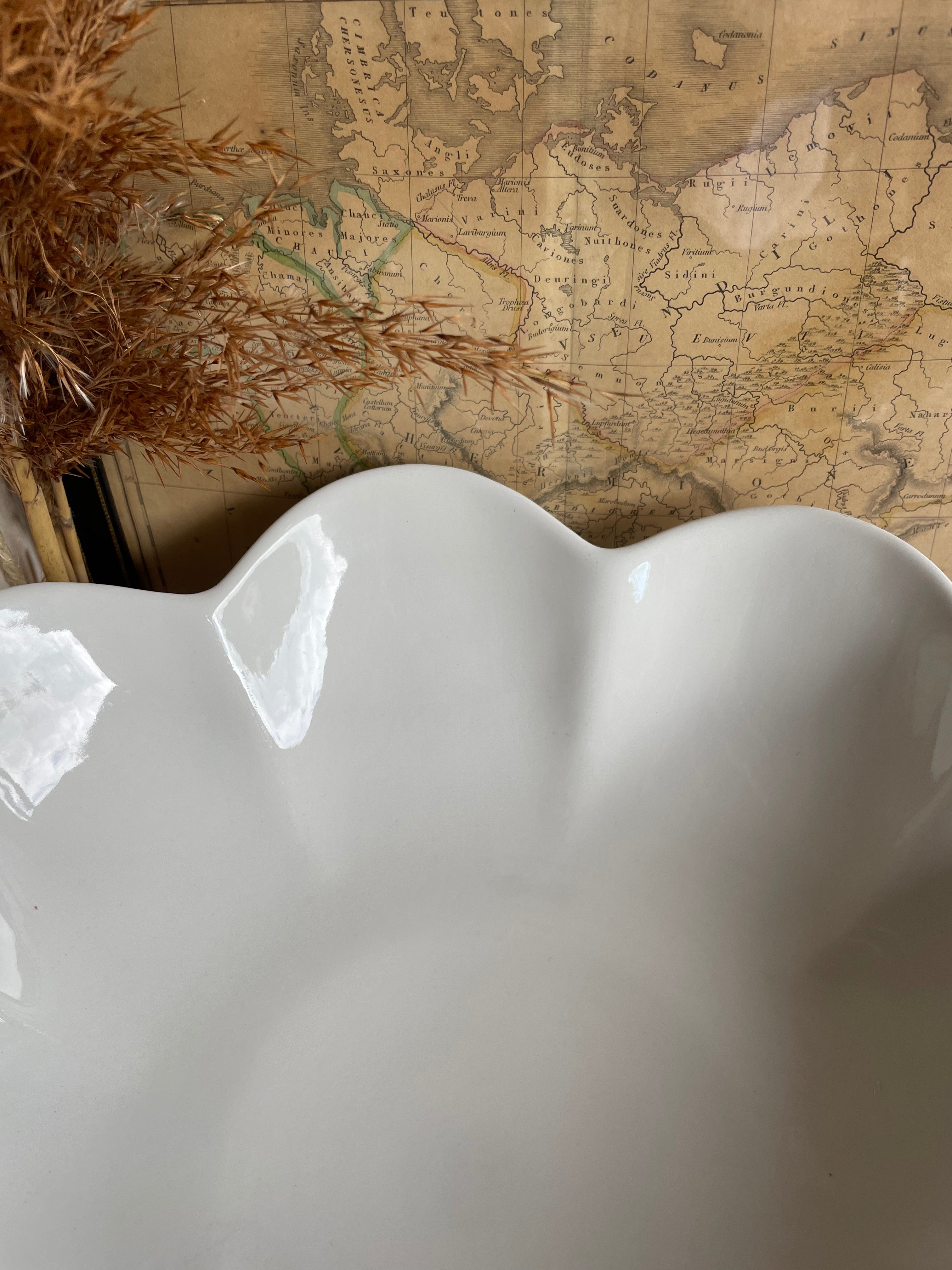 Vintage White Fluted Bowl