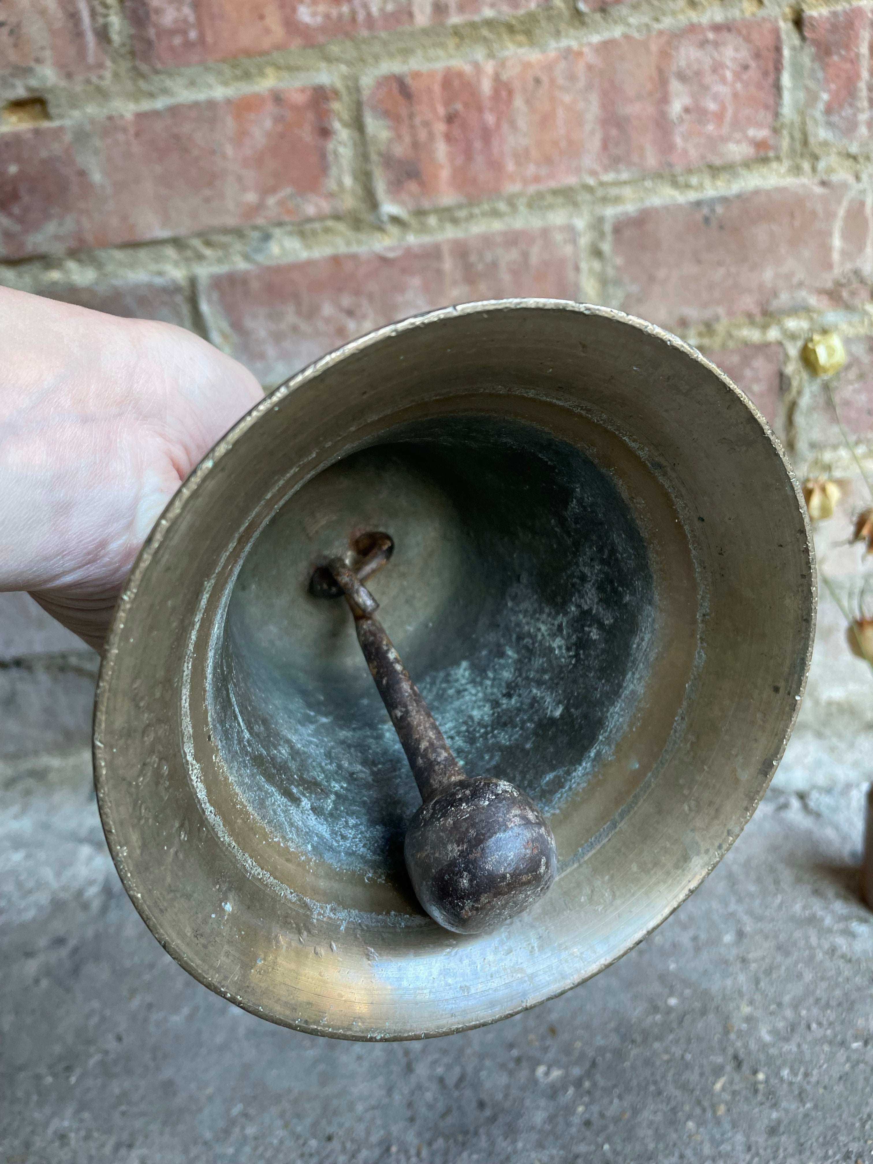 Large Antique Handbell with Wood Handle