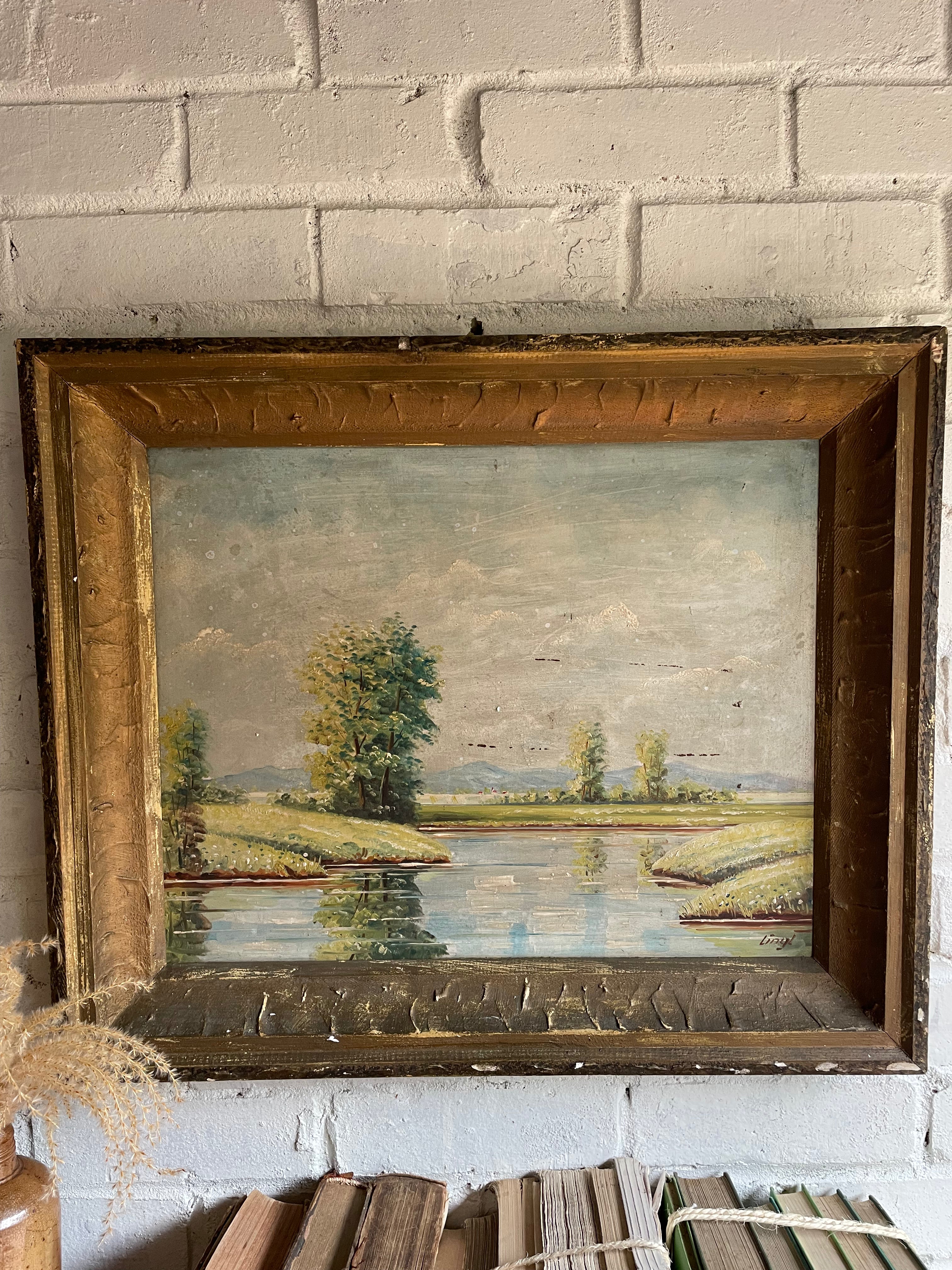 Majestic Landscape: Large Oil on Board