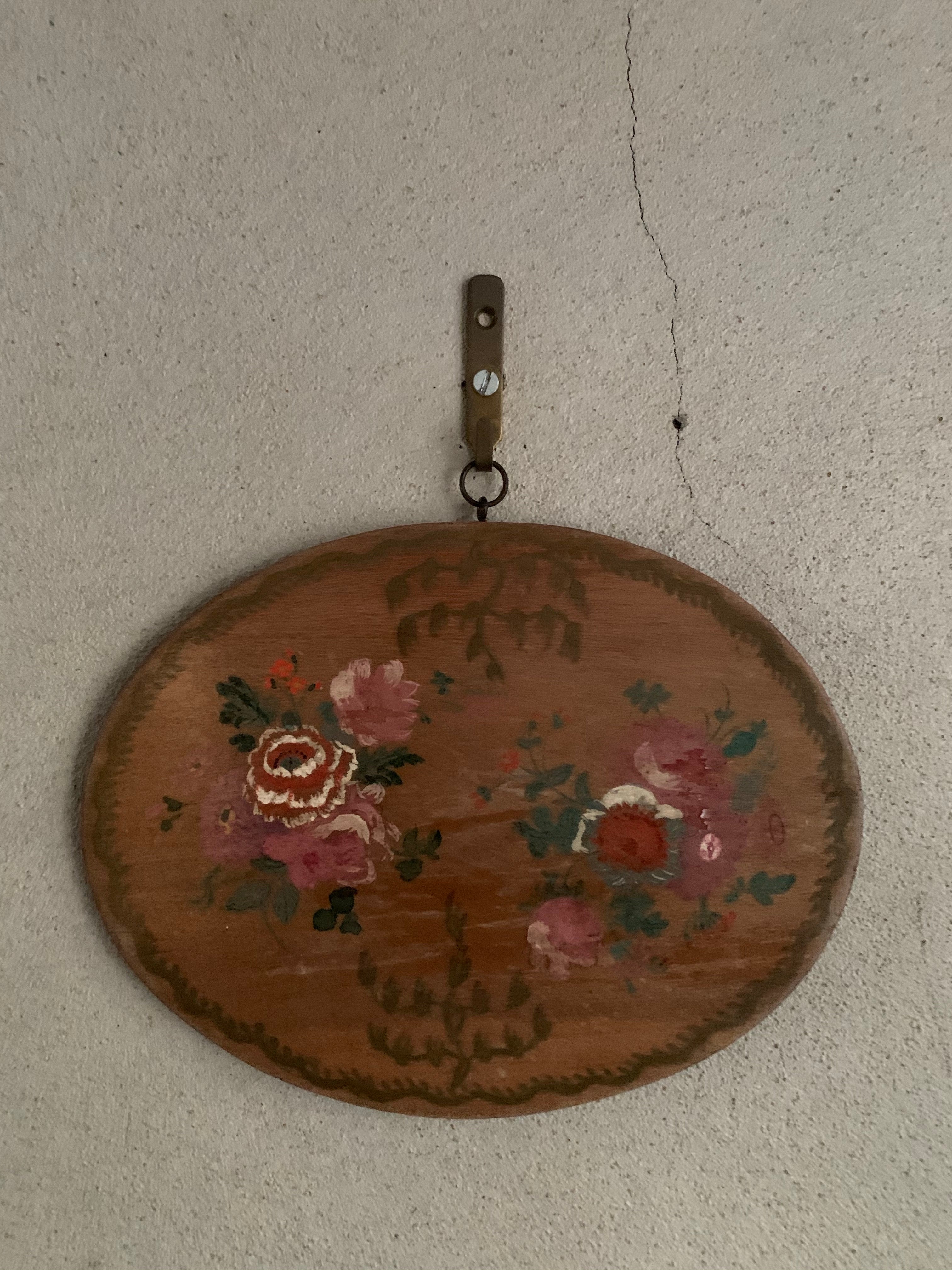 Mini Oval Floral Antique Oil on Wood