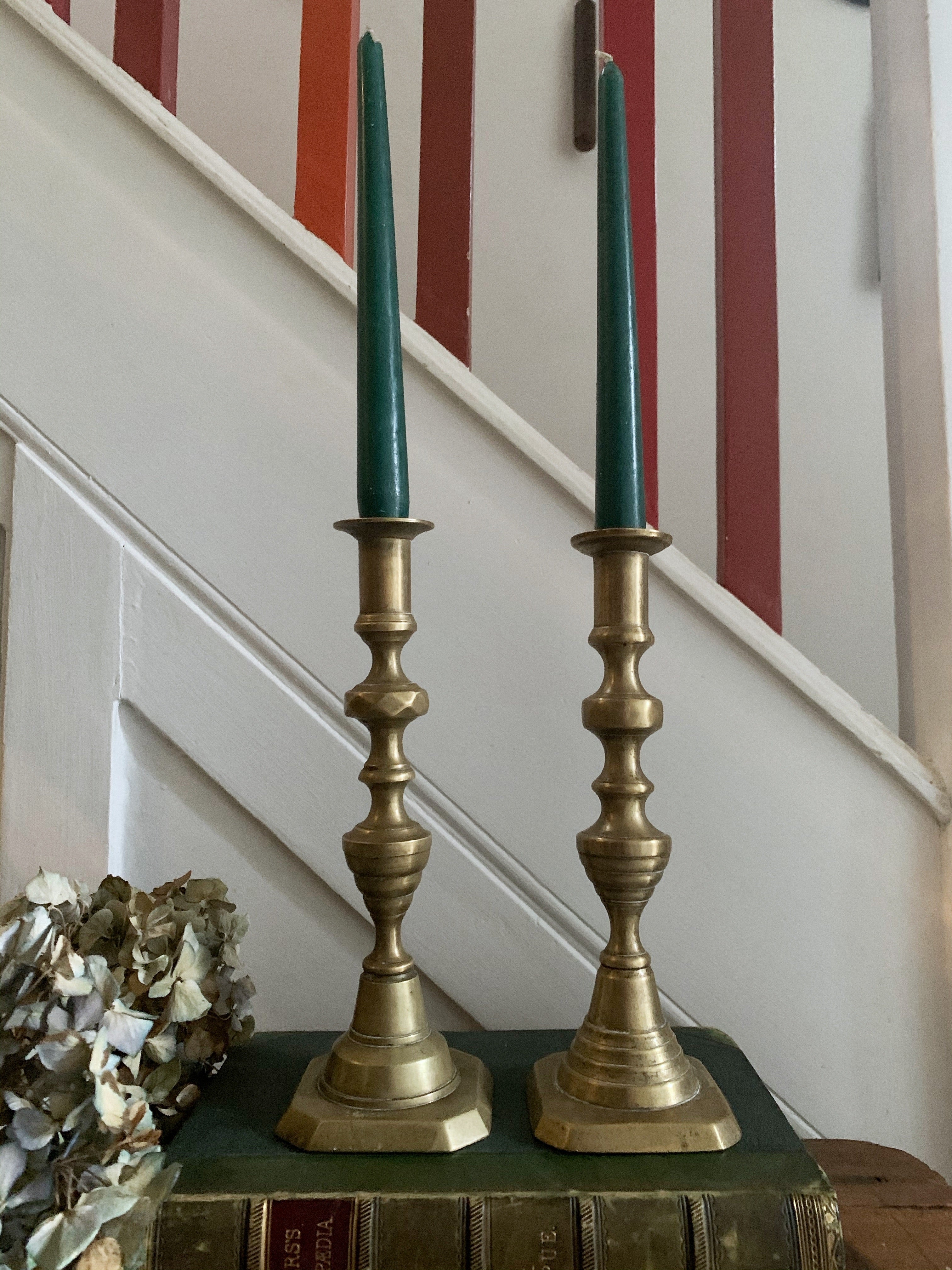 Pair of Large Vintage Brass Candlesticks