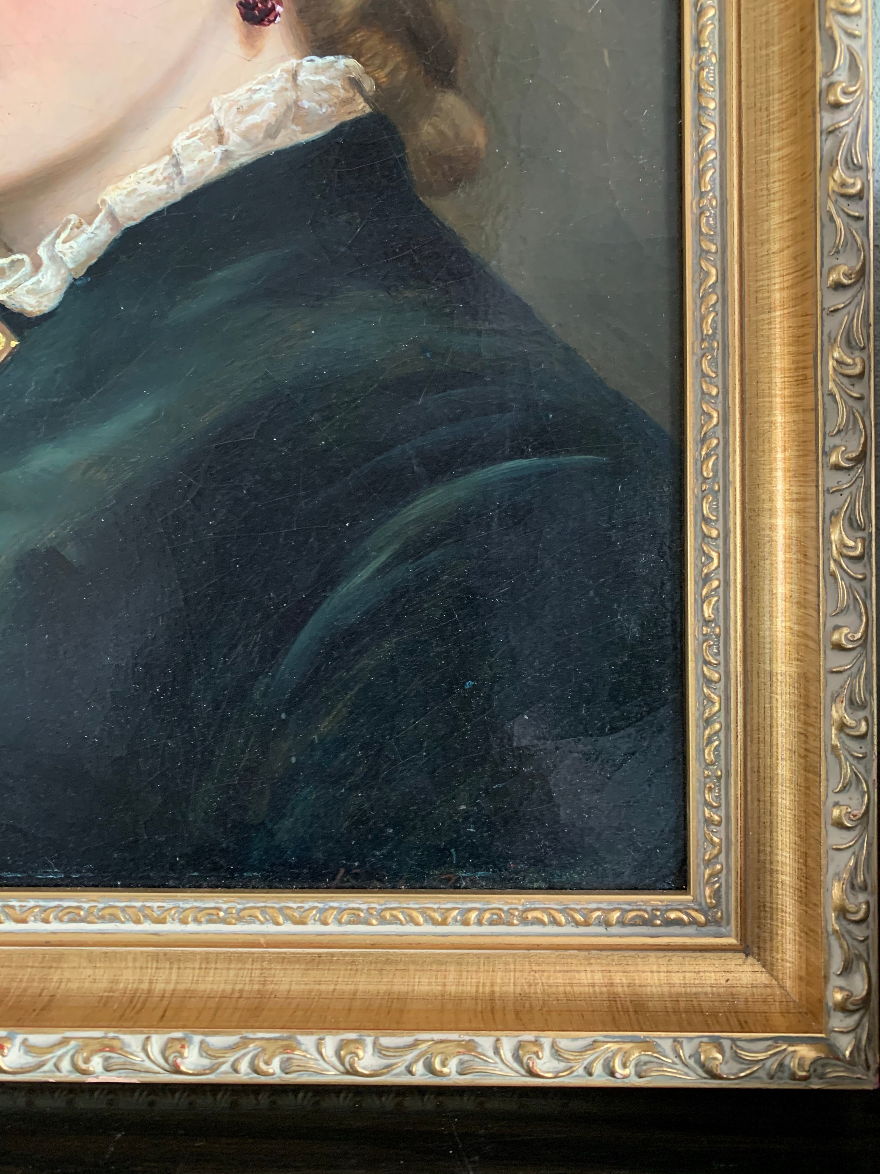 Portrait of a Lady: 19th Century Oil Painting