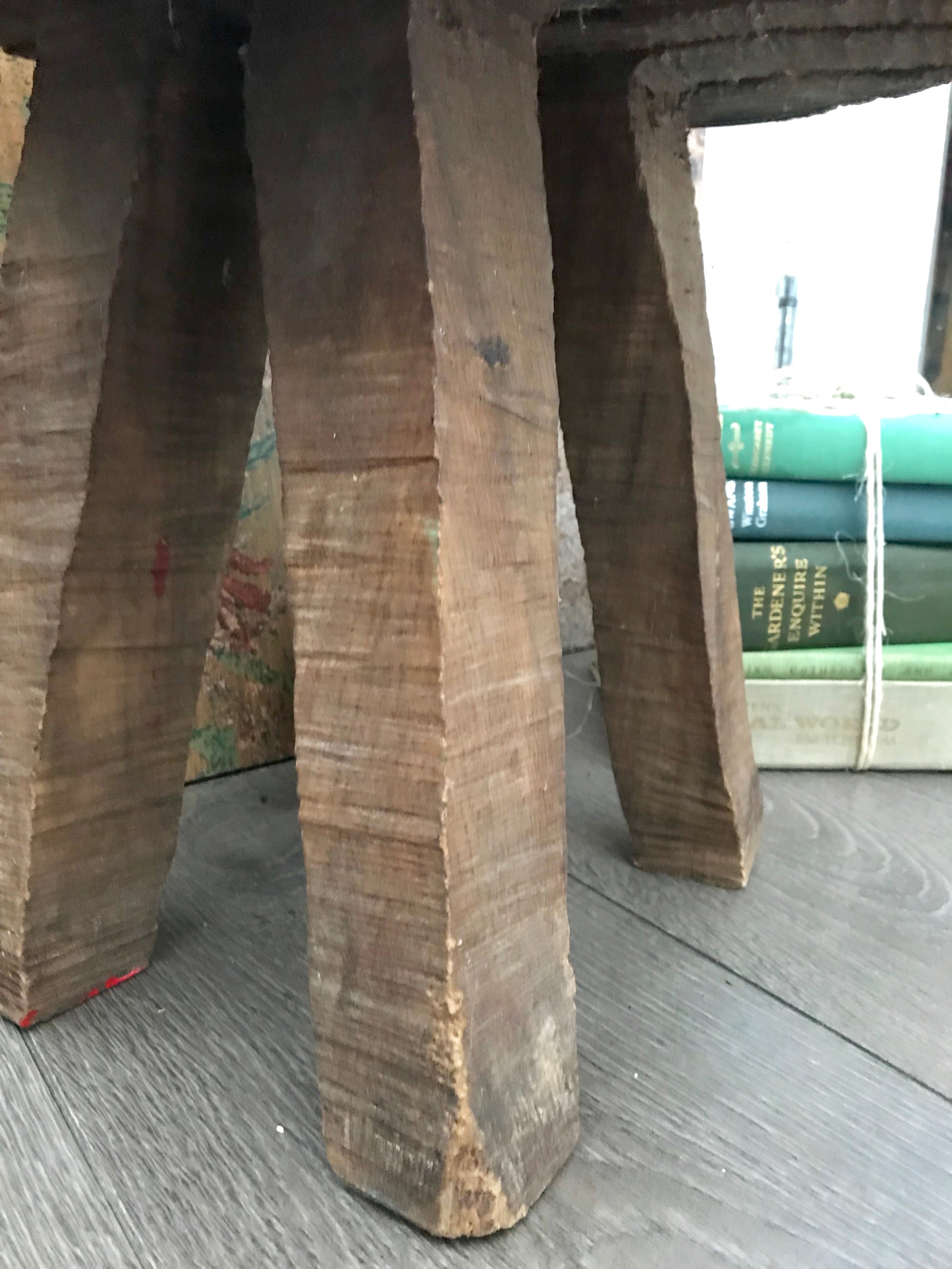 Rustic Stool/Sidetable carved from one piece of wood