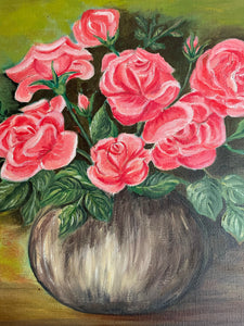 Roses in a Vase: French Floral Signed and Dated