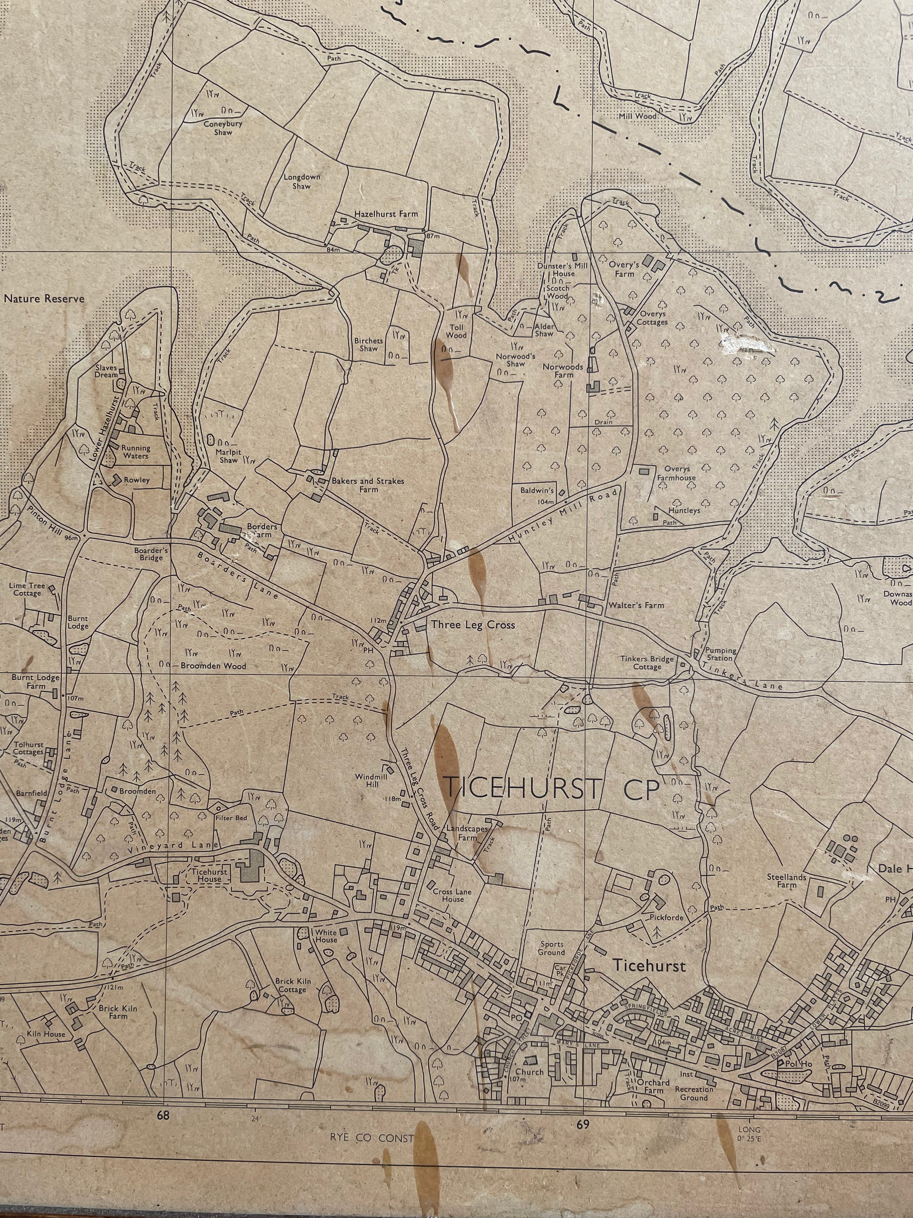 Large Faded Map of East Sussex & Kent