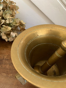 Large Antique Brass Pestle and Mortar 2