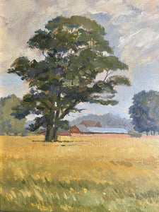 Hampshire Landscape: Small Signed Oil on Board