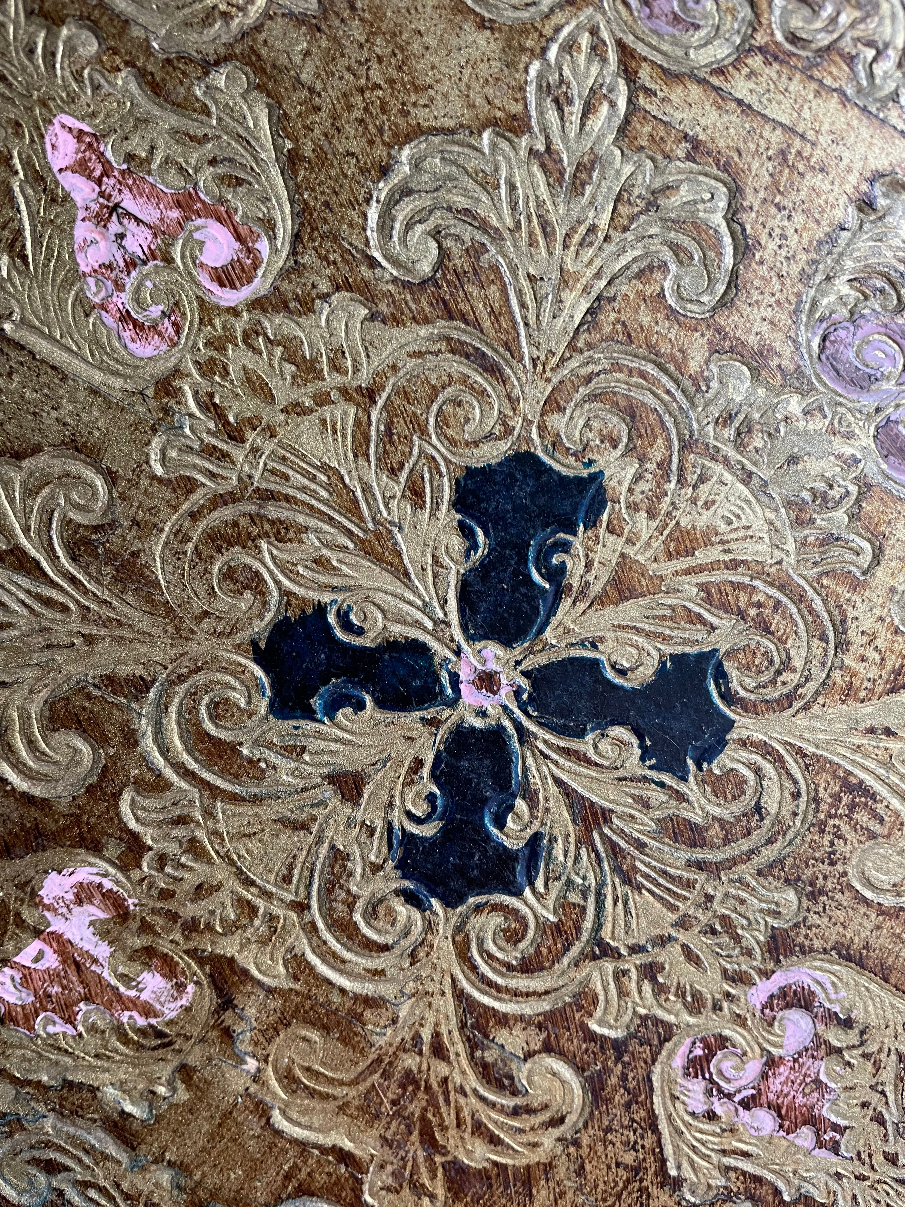Florentine Tray in Black, Gold & Pink