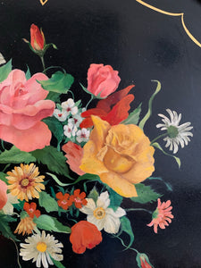 Very Large Antique Black Lacquered Tray