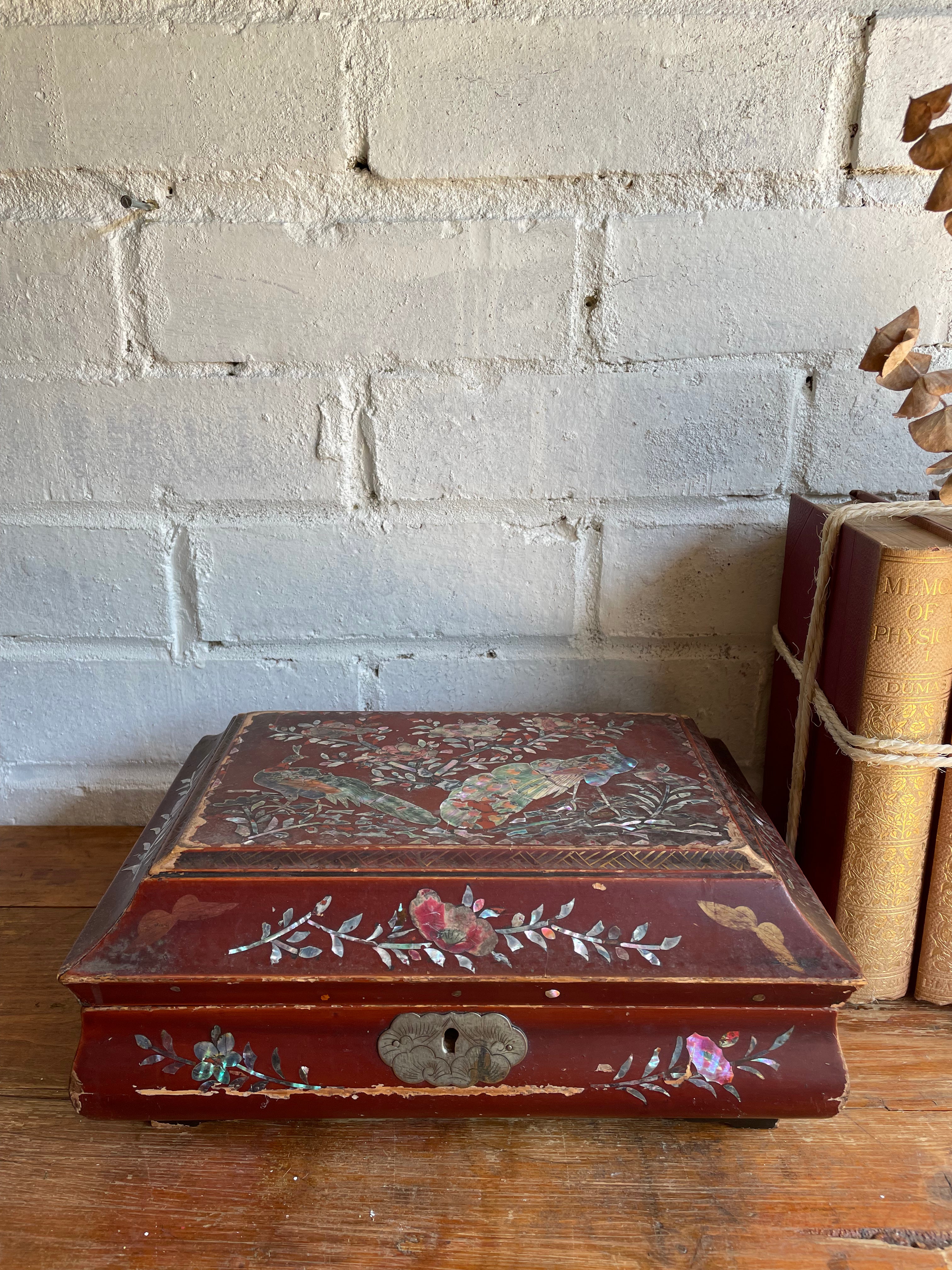 Antique Chinoiserie Box with Mother of Pearl
