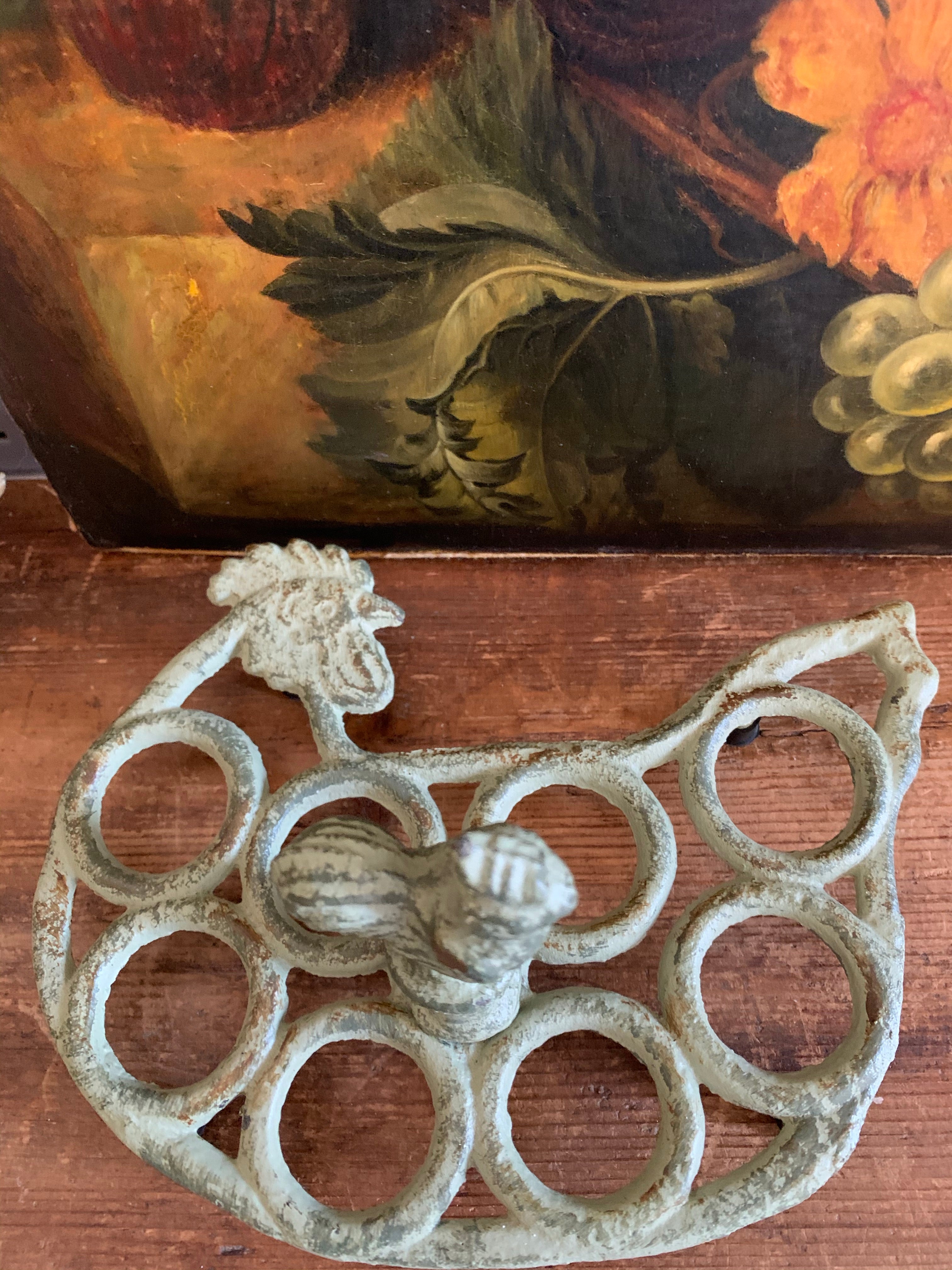 French Vintage Cast Iron "Hen" Egg Stand