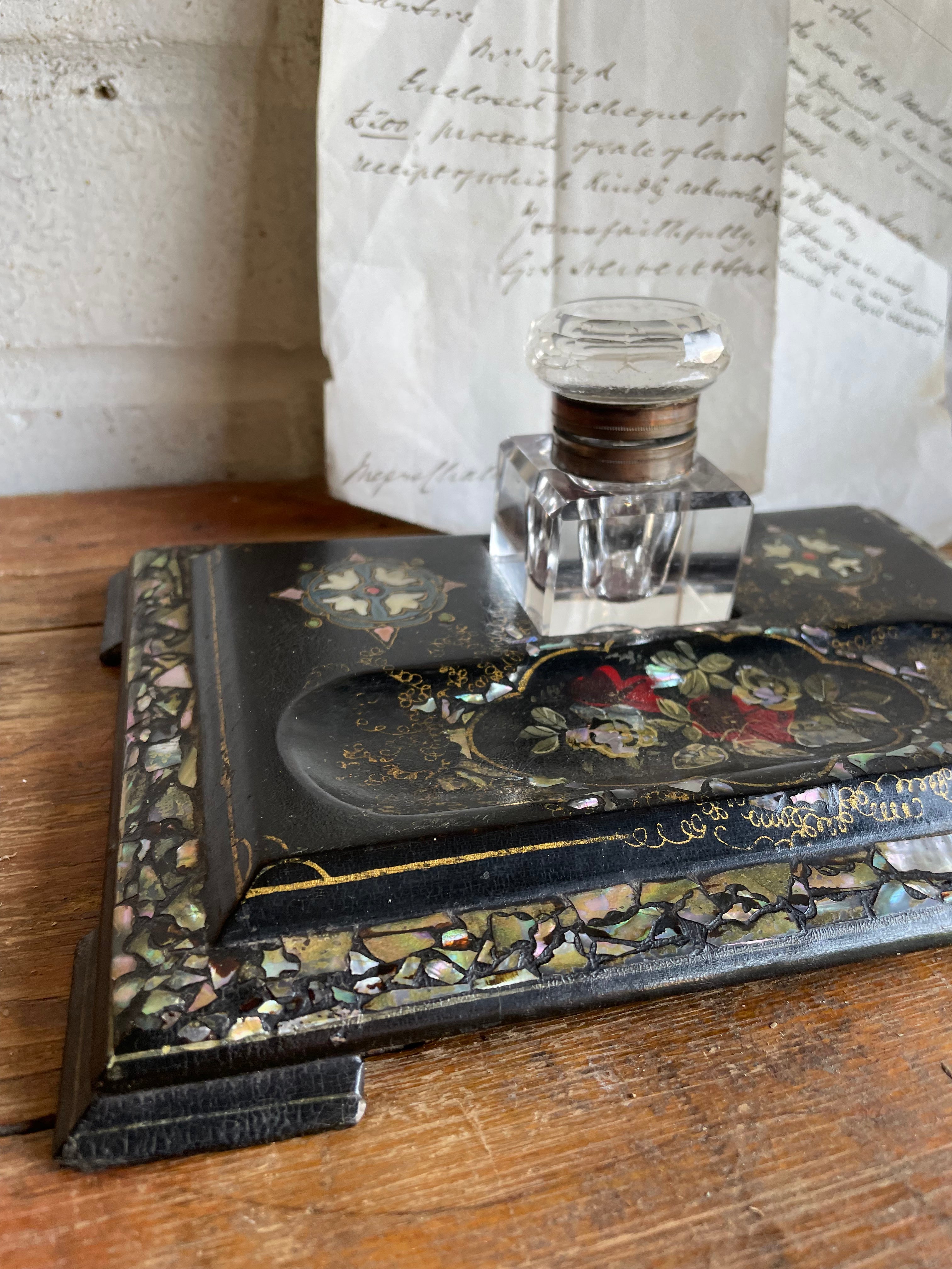 Victorian Ink Well Ink In Victorian Ink Well with Mother of Pearl Inlay – Reclectic