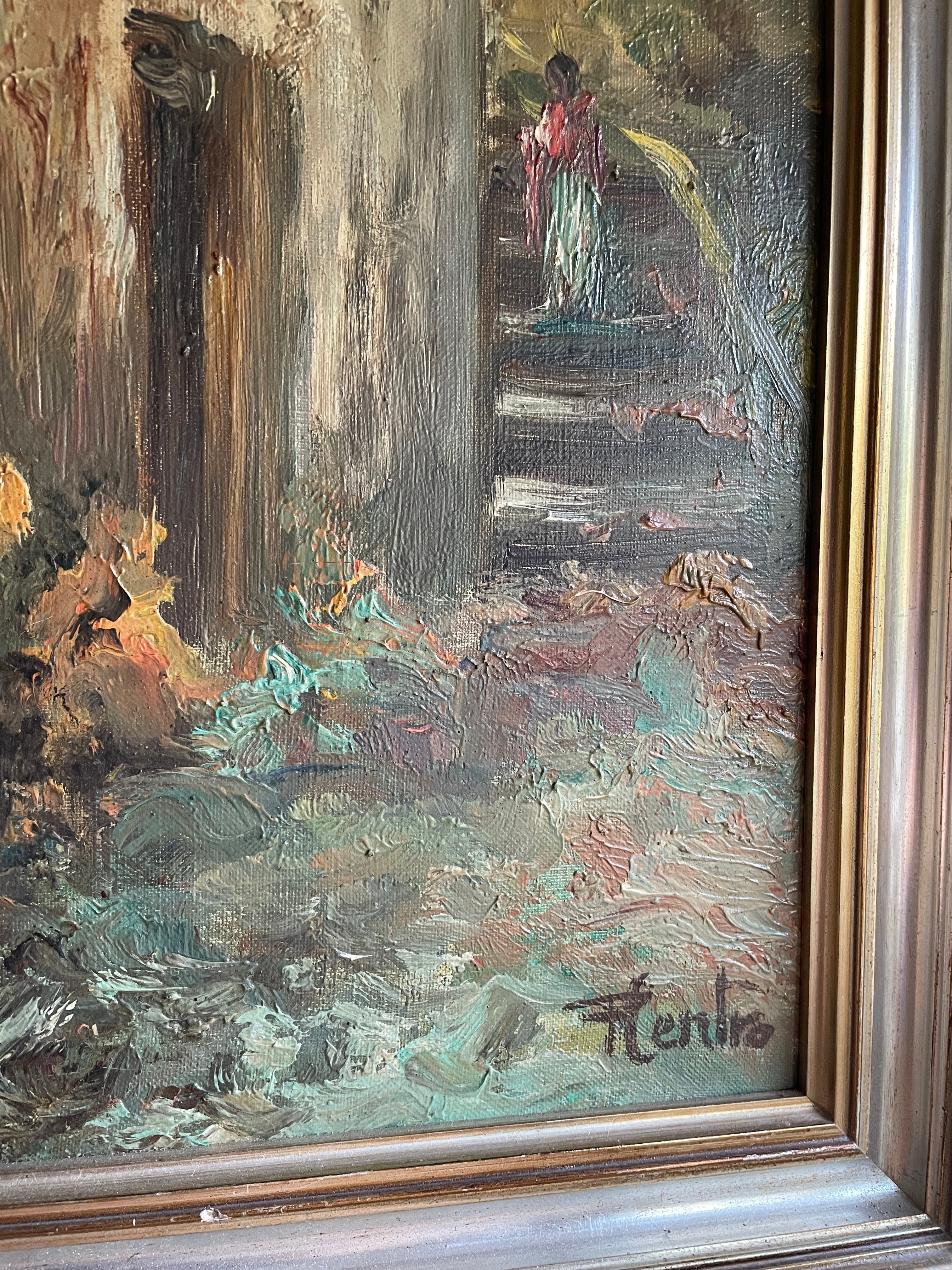 Street Scene: Impasto Oil on Canvas