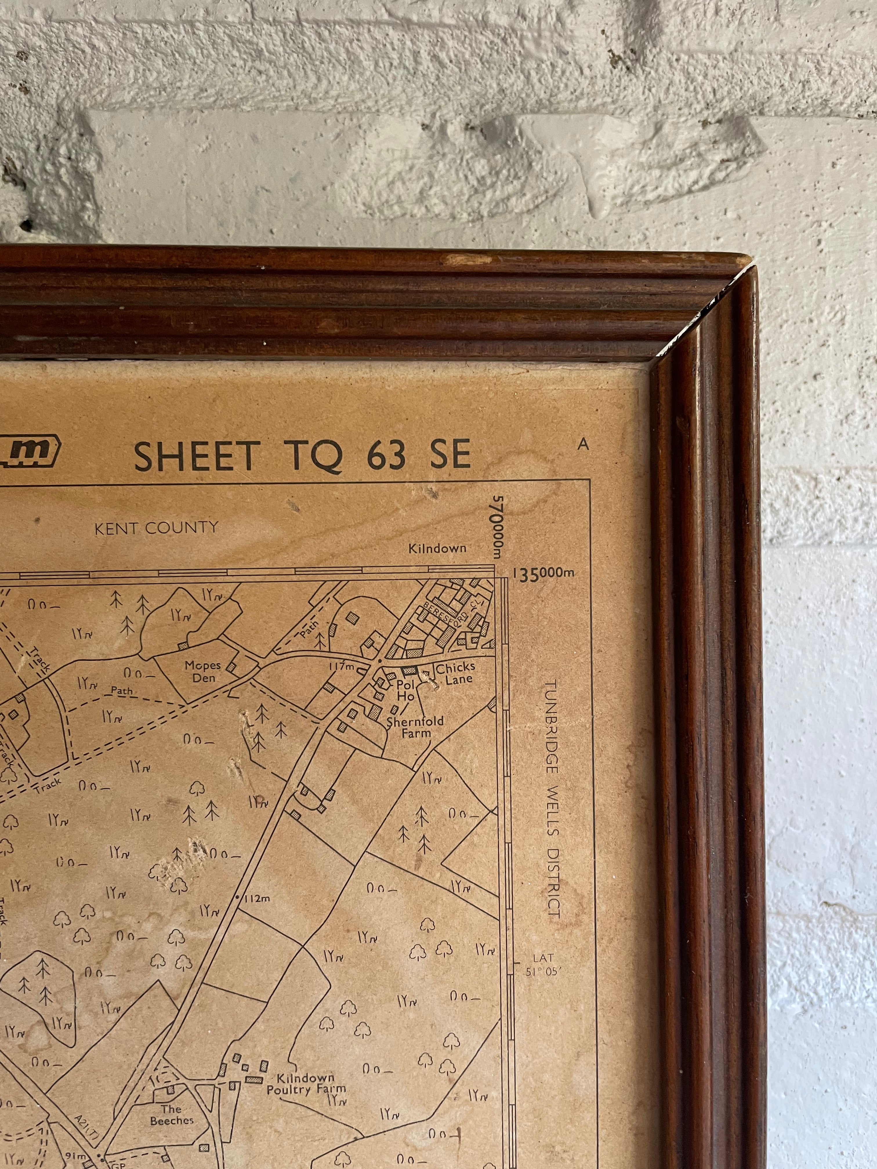 Large Faded Map of East Sussex & Kent