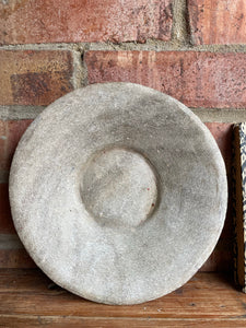 Antique Marble Stone Bowl: Grey Hues