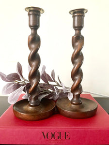 Antique Wooden Candlesticks