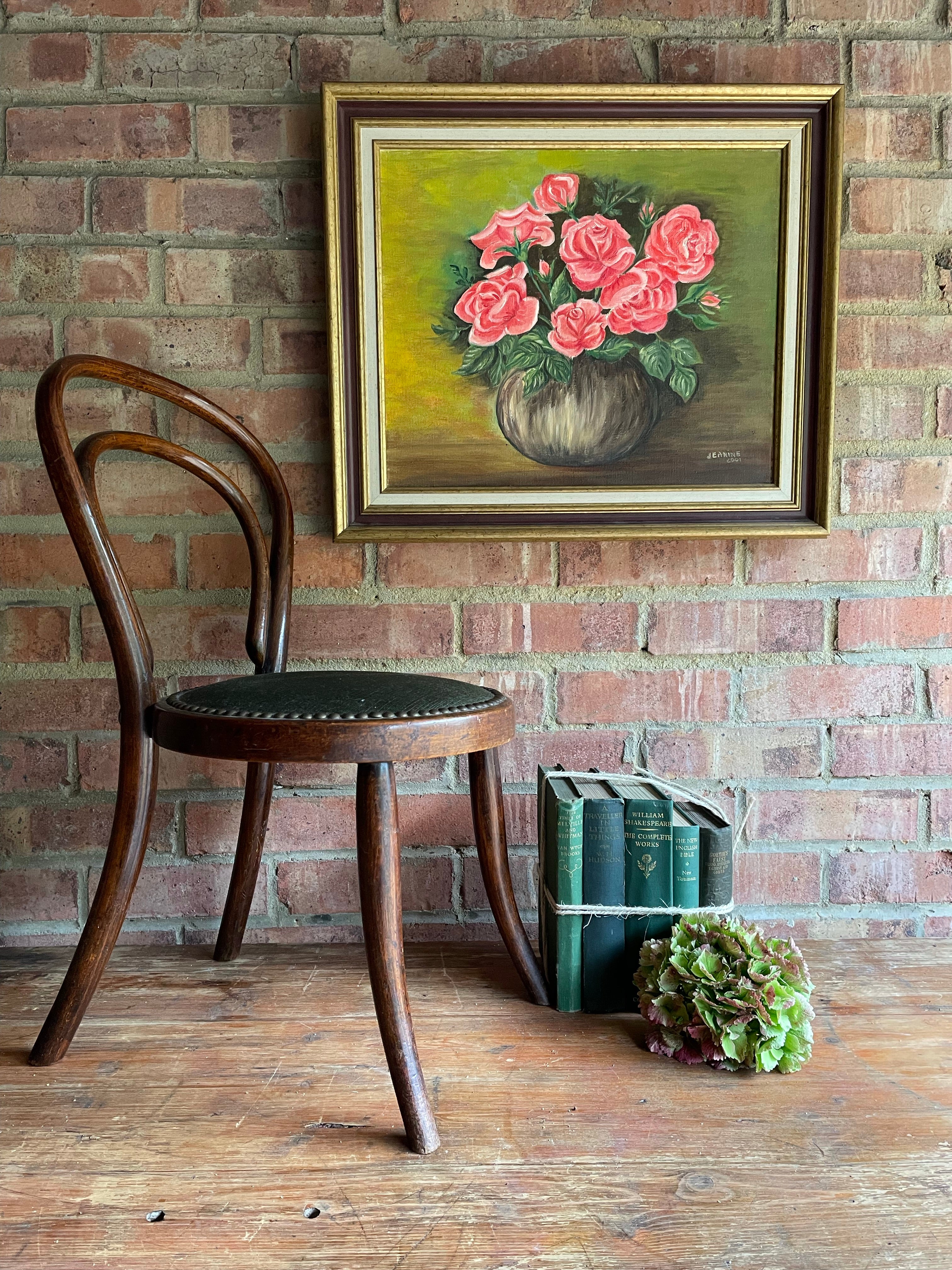 Roses in a Vase: French Floral Signed and Dated