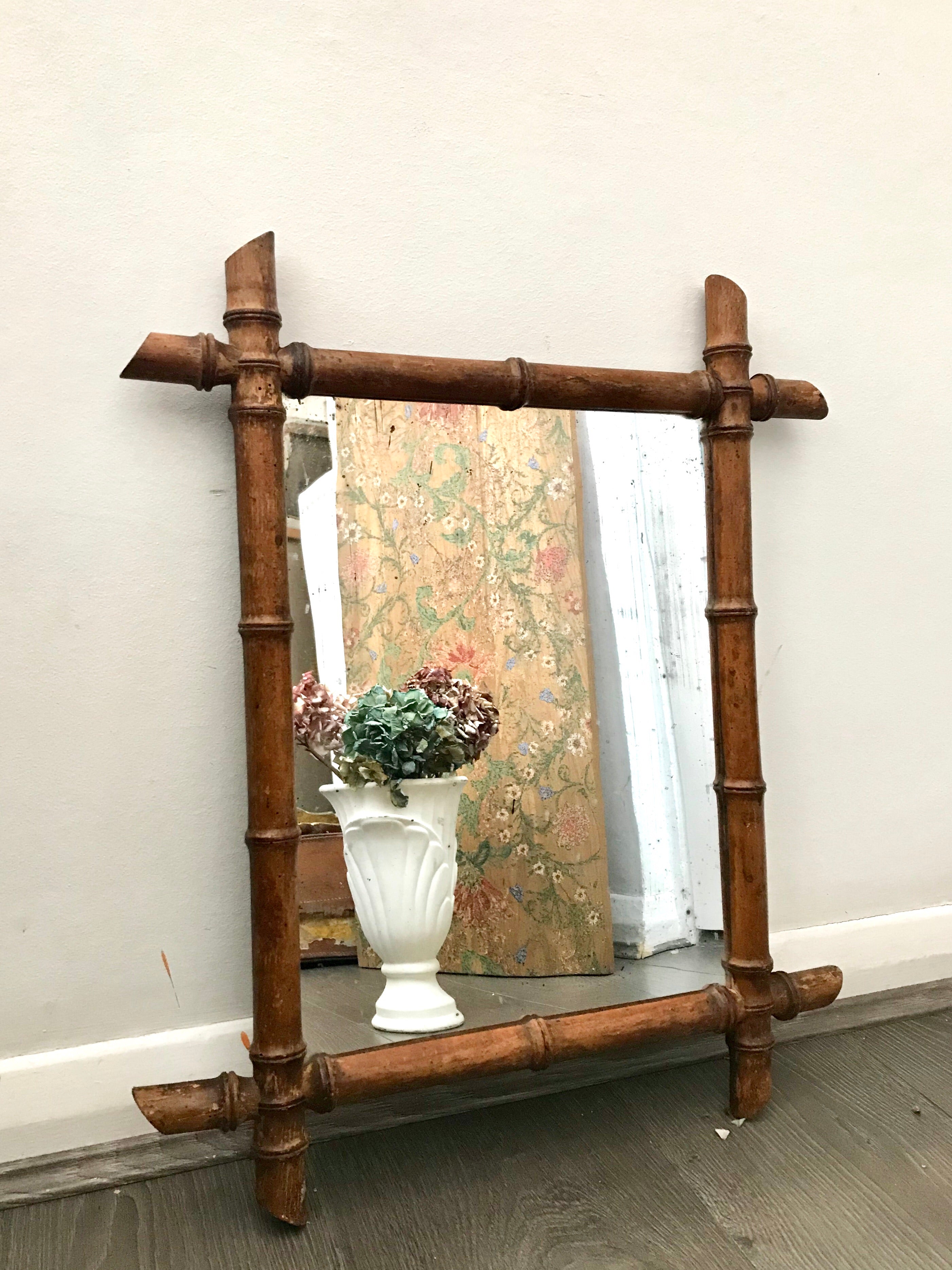 Beautiful French Faux bamboo mirror
