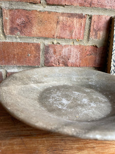 Antique Marble Stone Bowl: Beige/Grey Hues