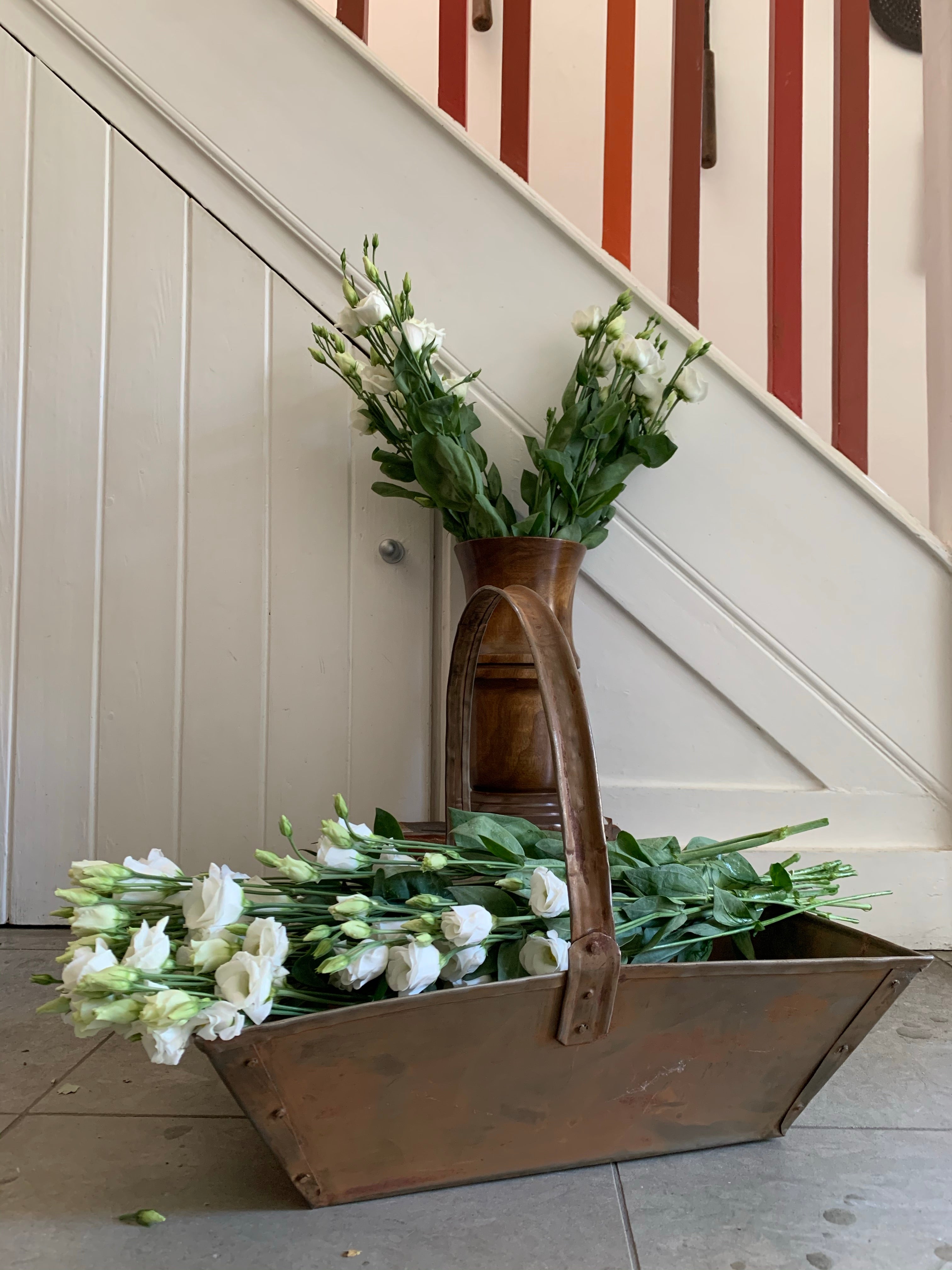 Large Rustic Metal Trug with Adjustable Handle