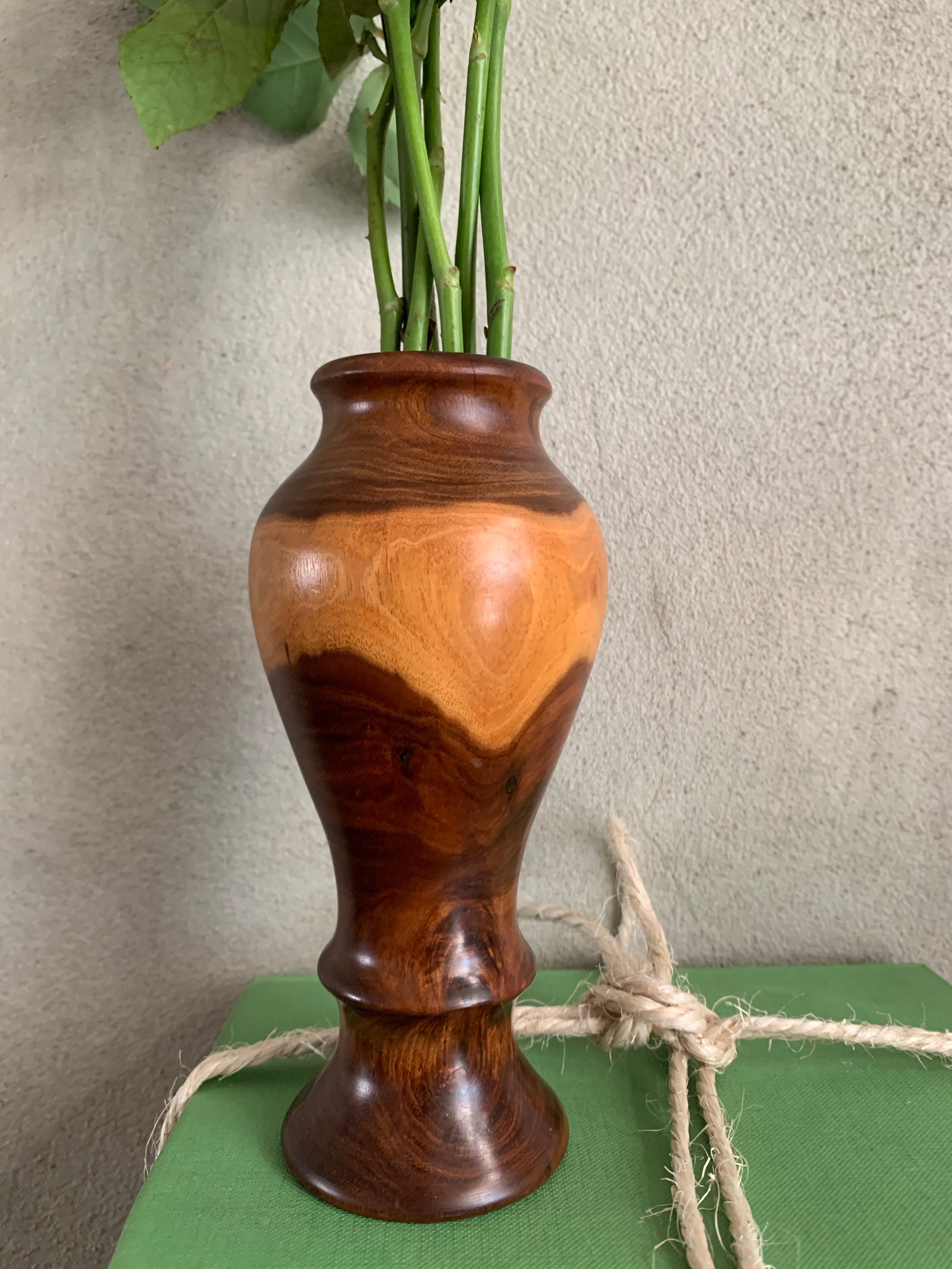 Pair of Turned Wood Posy Vases