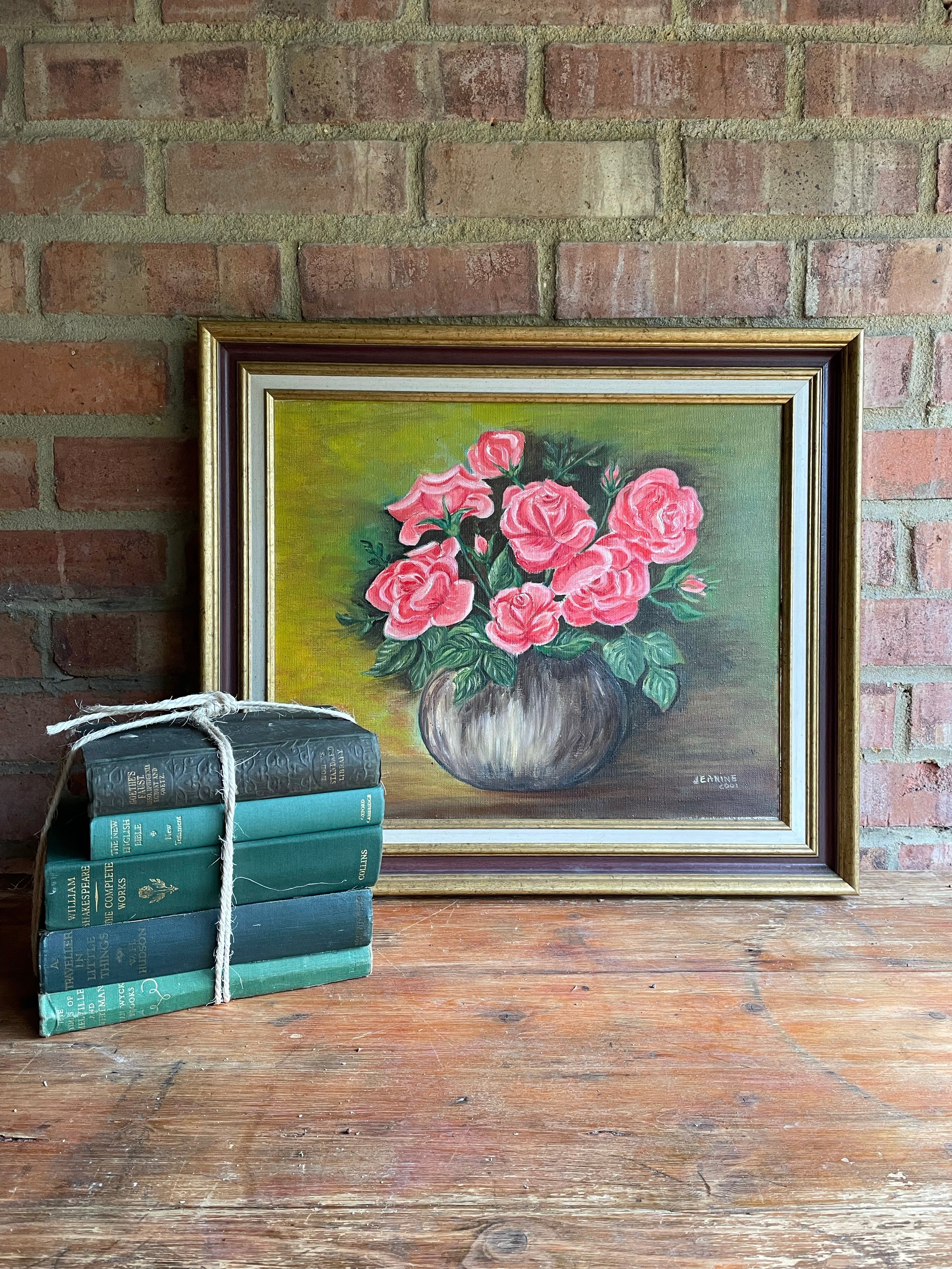 Roses in a Vase: French Floral Signed and Dated