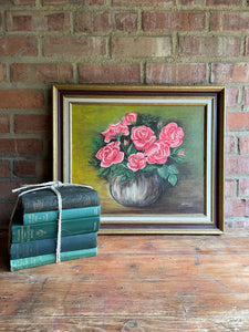 Roses in a Vase: French Floral Signed and Dated