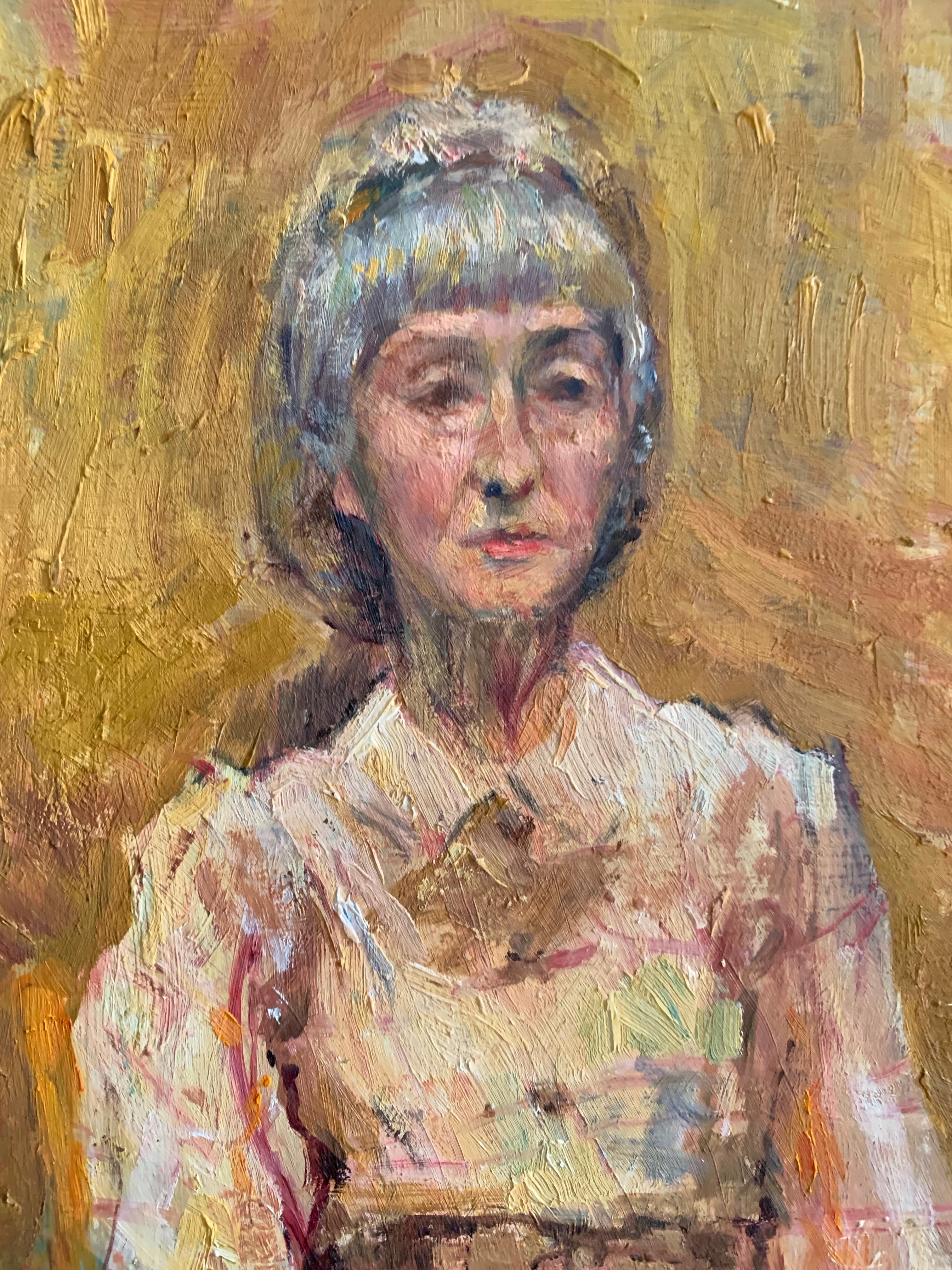 Portrait of Lady in Yellow Tones - Oil Painting on Board