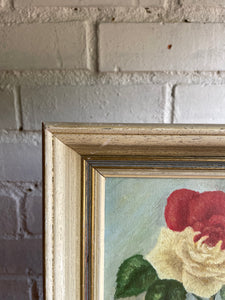 Small Vintage French Oil on Canvas of a Rose