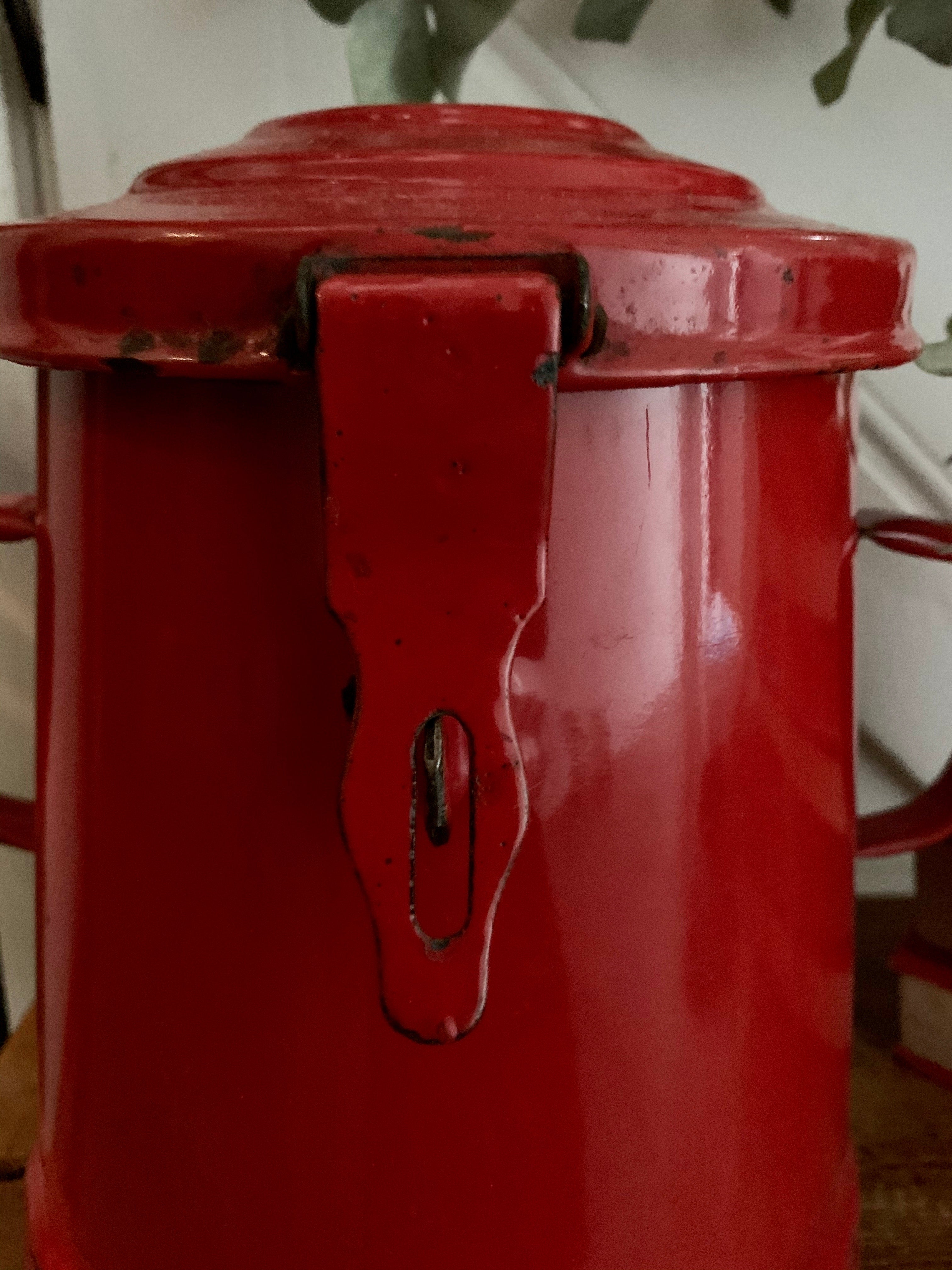 Medium  Red Enamel Storage Pot